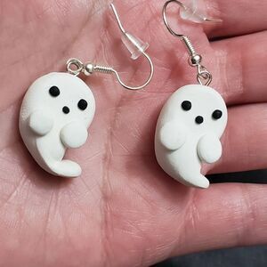 Boo! Polymer clay ghost earrings